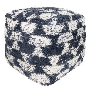 La Palma Indigo and White Pouf by HomArt