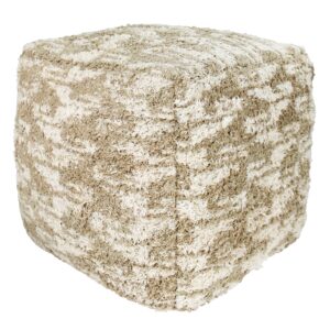 La Palma Putty and White Pouf by HomArt