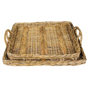 Valero Herringbone Weave Rectangular Trays Set of 2 by HomArt