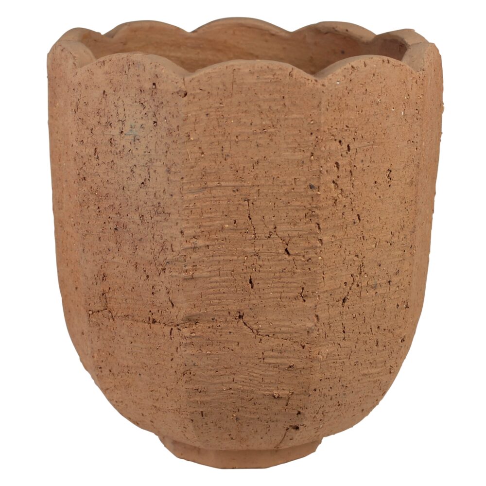 Sophia Scalloped Terra Cotta Cement Vase by HomArt