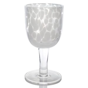 Torcello White and Clear Spotted Rosa Wine Glass Set of 4 by Abigails