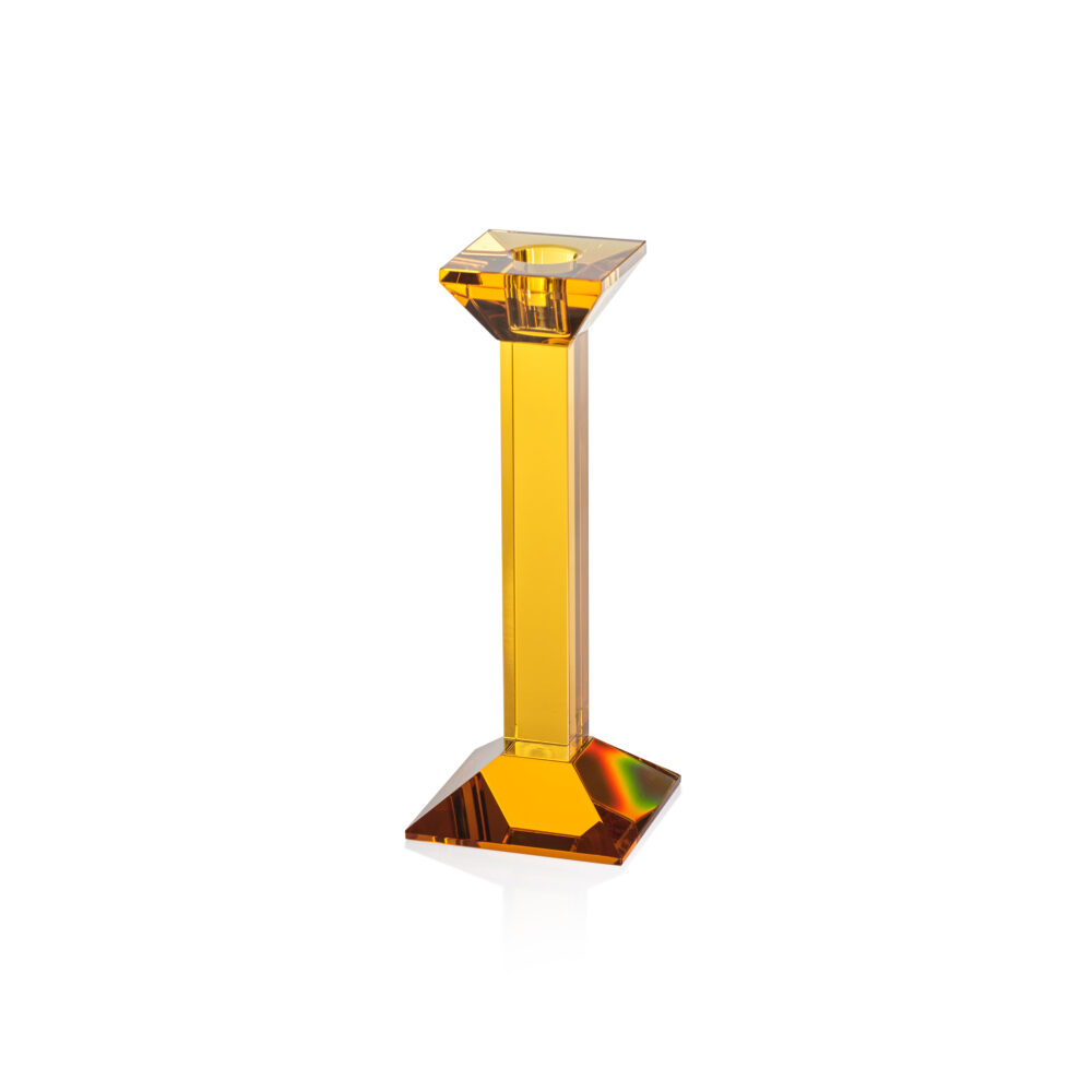 Amber Carmac Colored Crystal Glass Taper Candle Holder  by Zodax