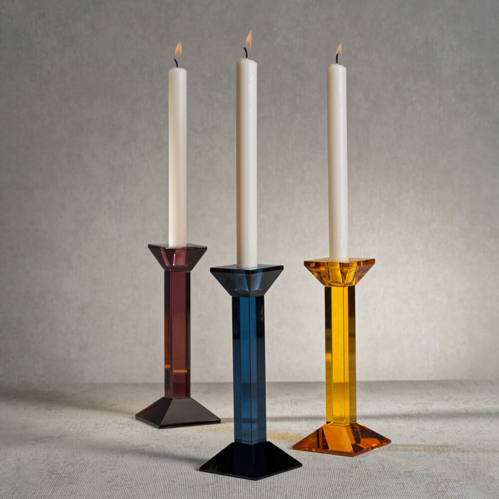 Amethyst Carmac Colored Crystal Glass Taper Candle Holder  by Zodax