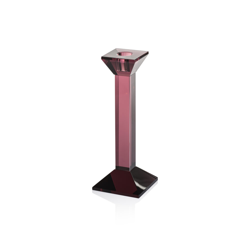 Amethyst Carmac Colored Crystal Glass Taper Candle Holder  by Zodax