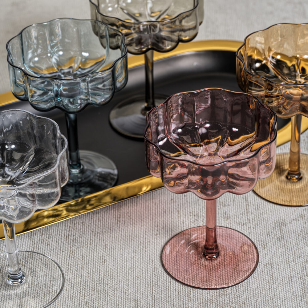 Clear Reinhard Handblown Coupe Glasses, Set of 4 by Zodax