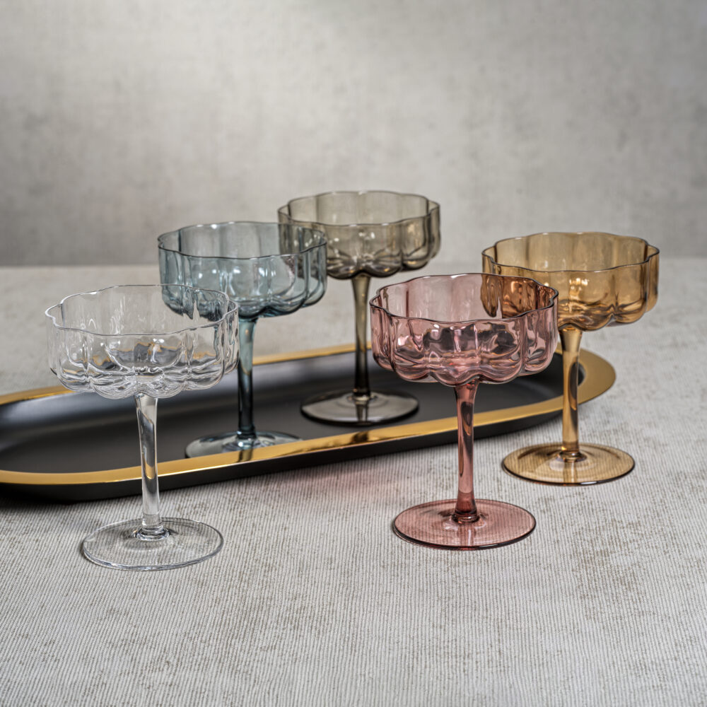 Aubergine Reinhard Handblown Coupe Glasses, Set of 4 by Zodax
