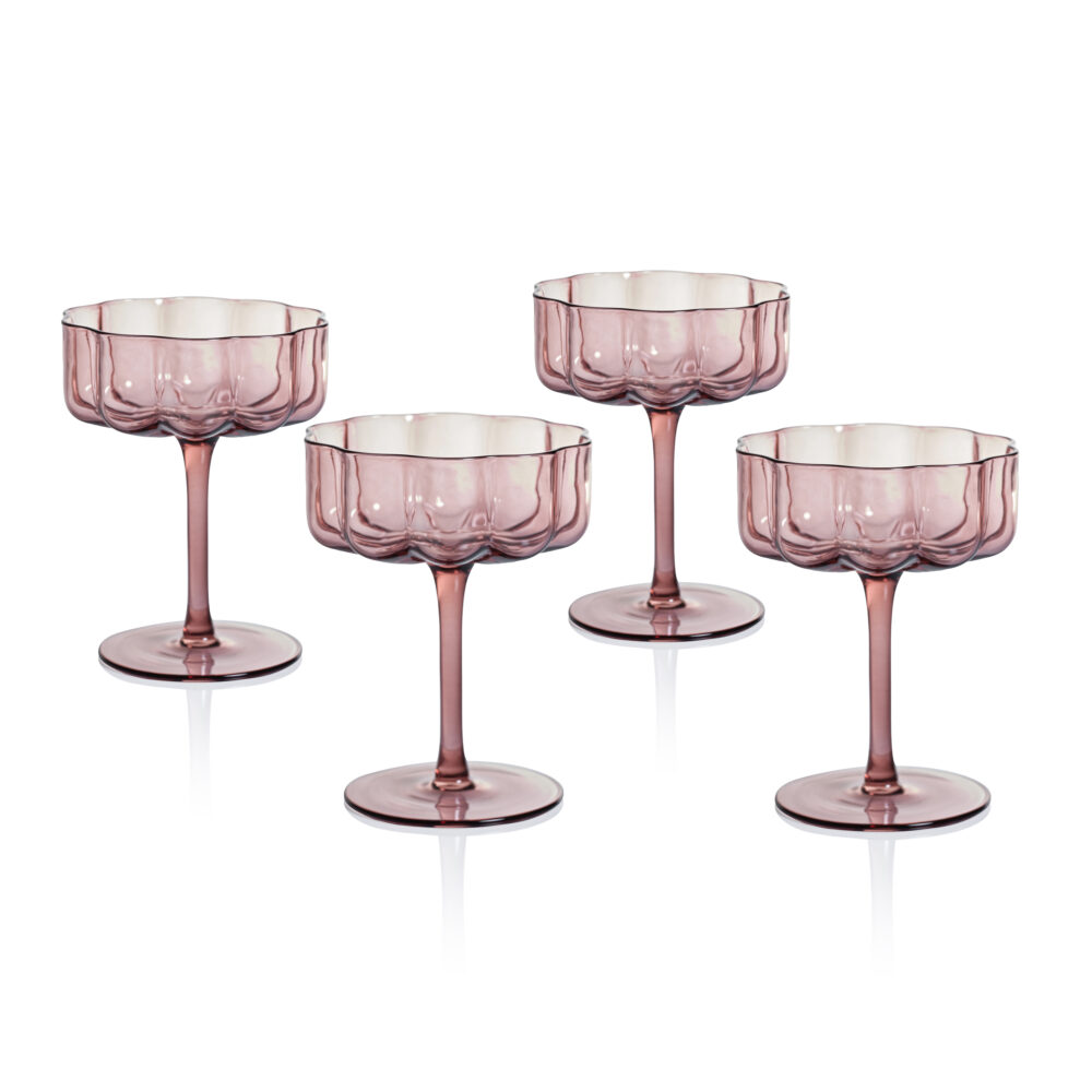 Aubergine Reinhard Handblown Coupe Glasses, Set of 4 by Zodax
