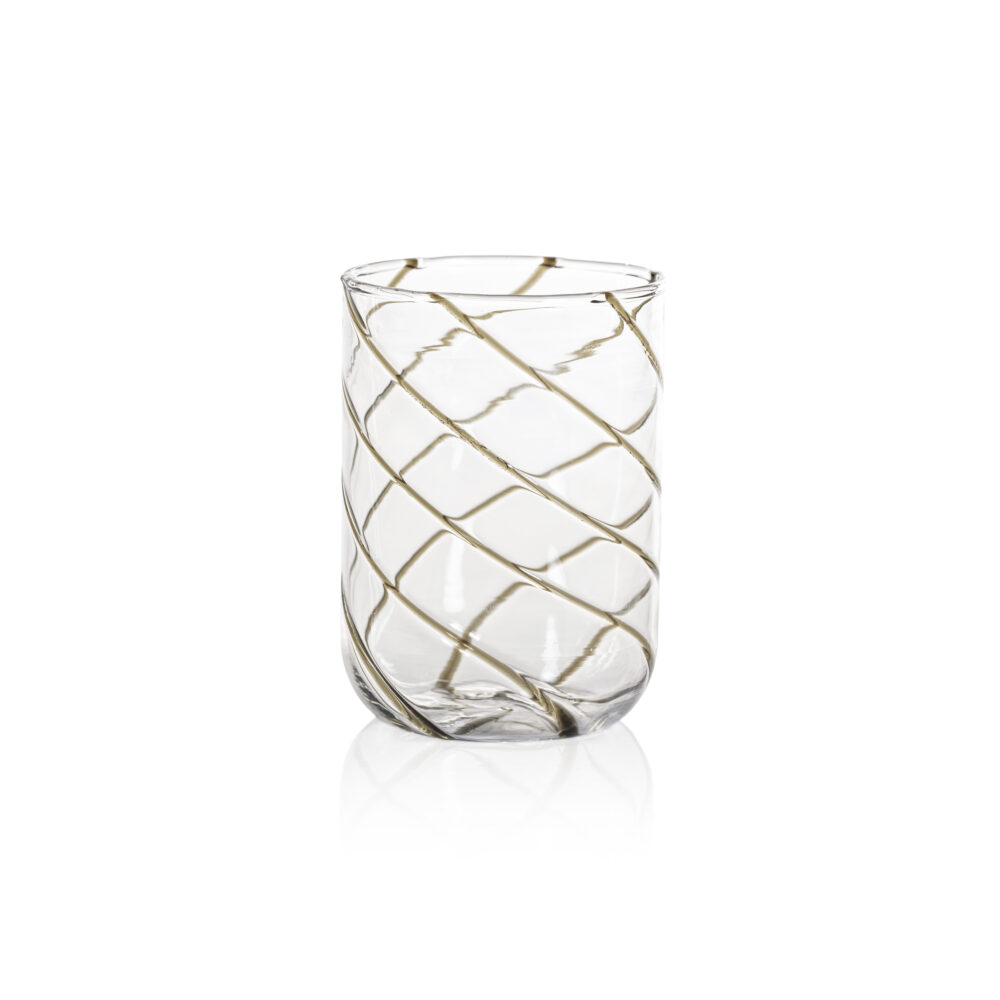 Gray Maltia Swirl Design Glass Tumblers, Set of 6 by Zodax