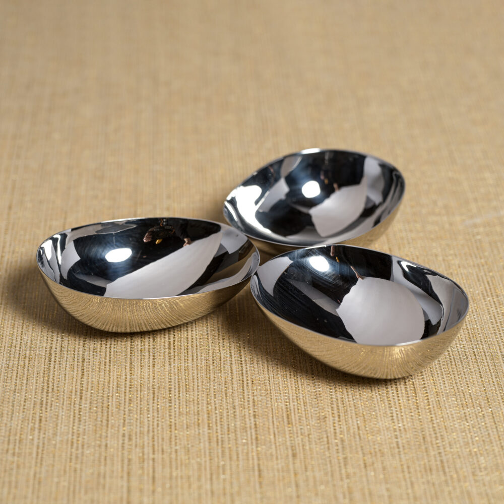 Stassi Polished Stainless Steel Triple Nut Bowl  by Zodax