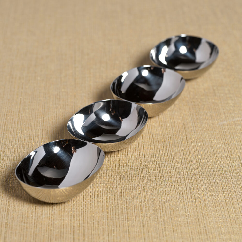 Stassi Polished Stainless Steel 4-Bowl Nut/Snack Server by Zodax
