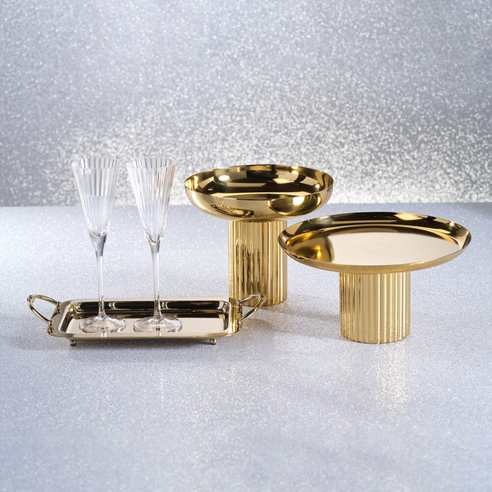 Stassi Polished Stainless Steel Footed Cake Stand by Zodax