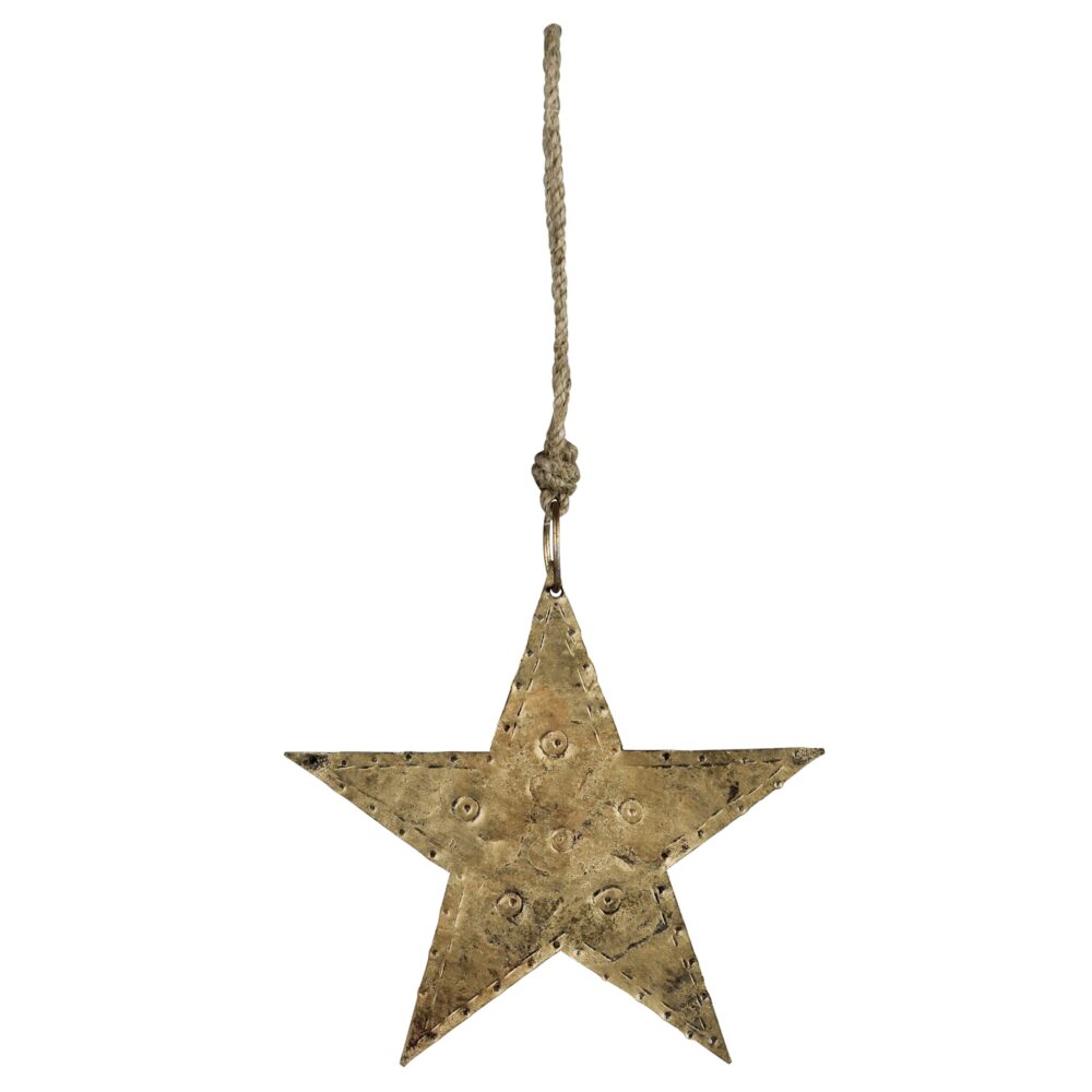 Large Antique Brass Pressed Star Ornaments Set of 3 by HomArt - Image 2