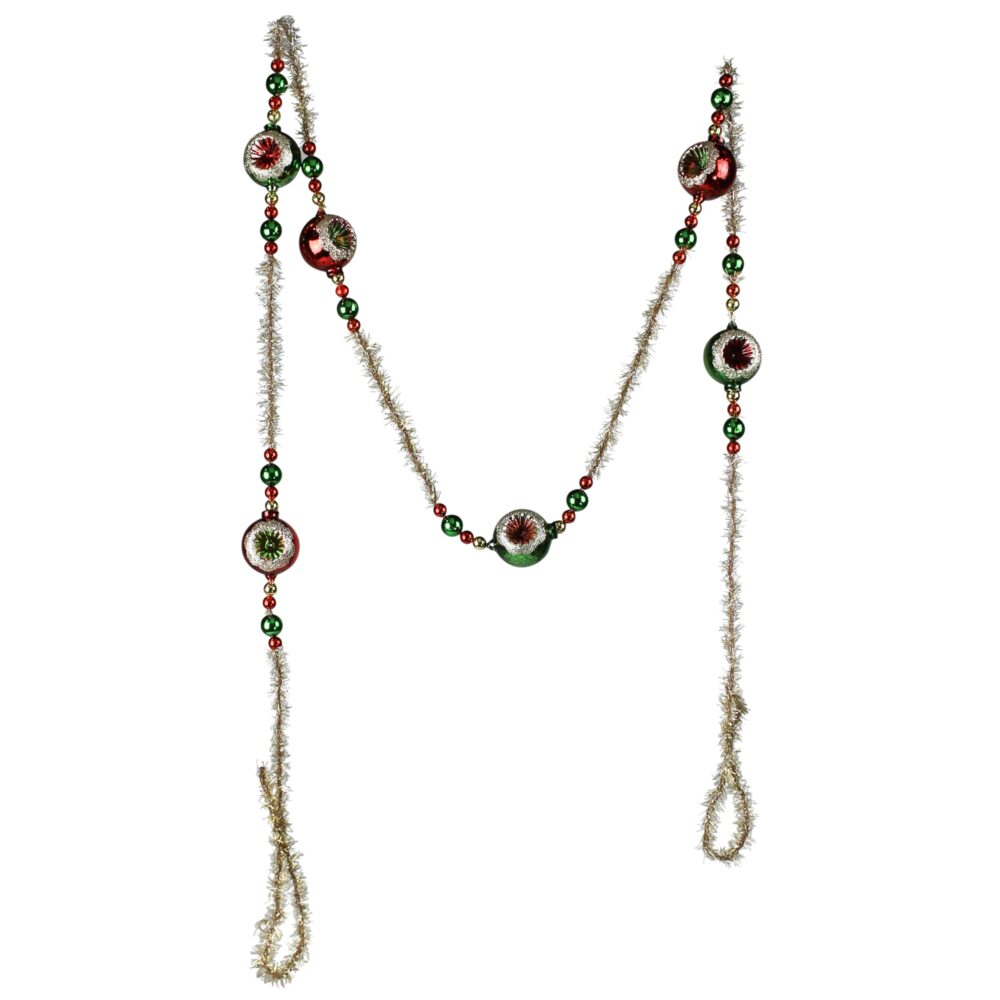 Red and Green Glass and Tinsel Garland by HomArt