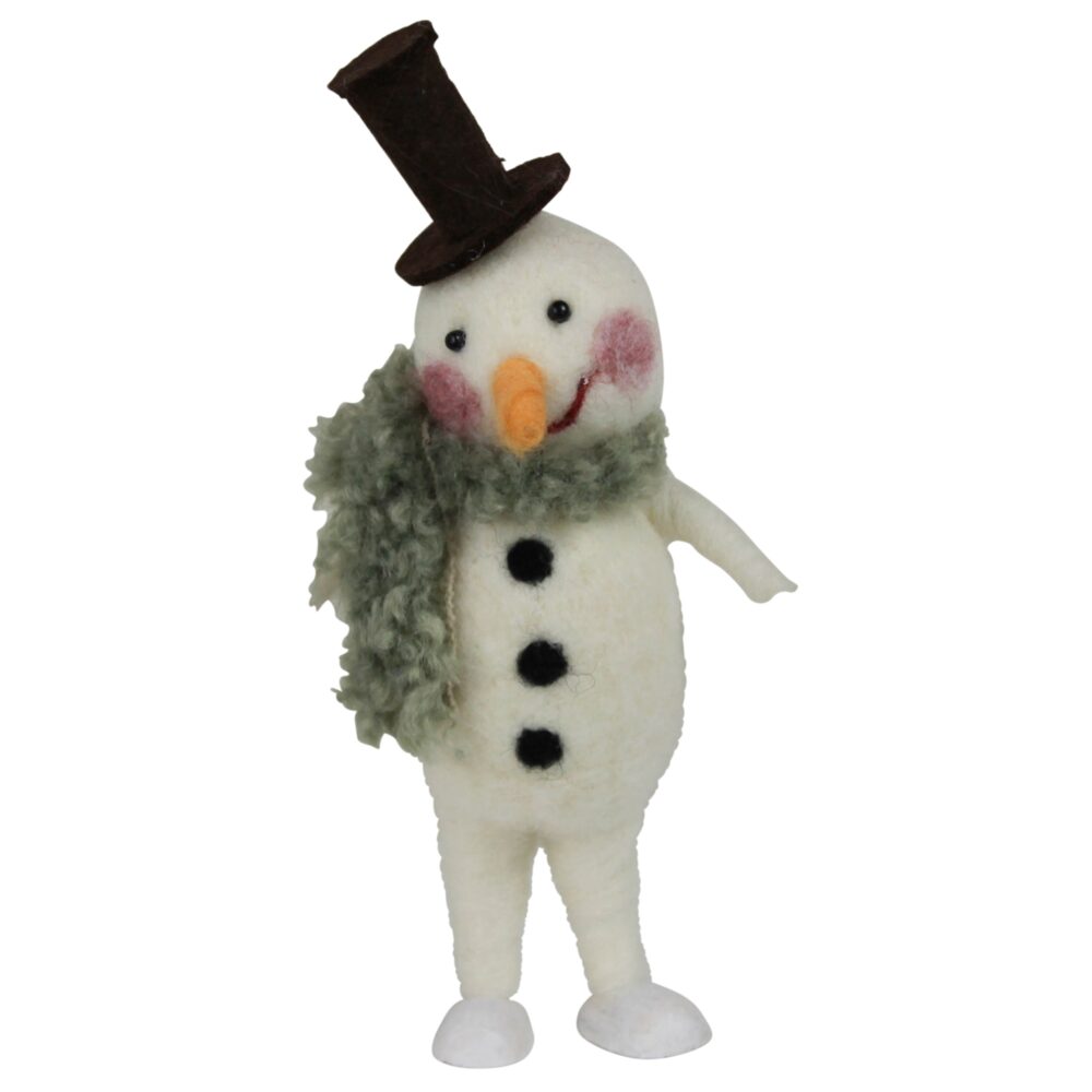 Festive Snowman with Green Felt Scarf Set of 2 by HomArt