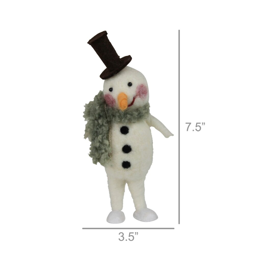 Festive Snowman with Green Felt Scarf Set of 2 by HomArt - Image 2