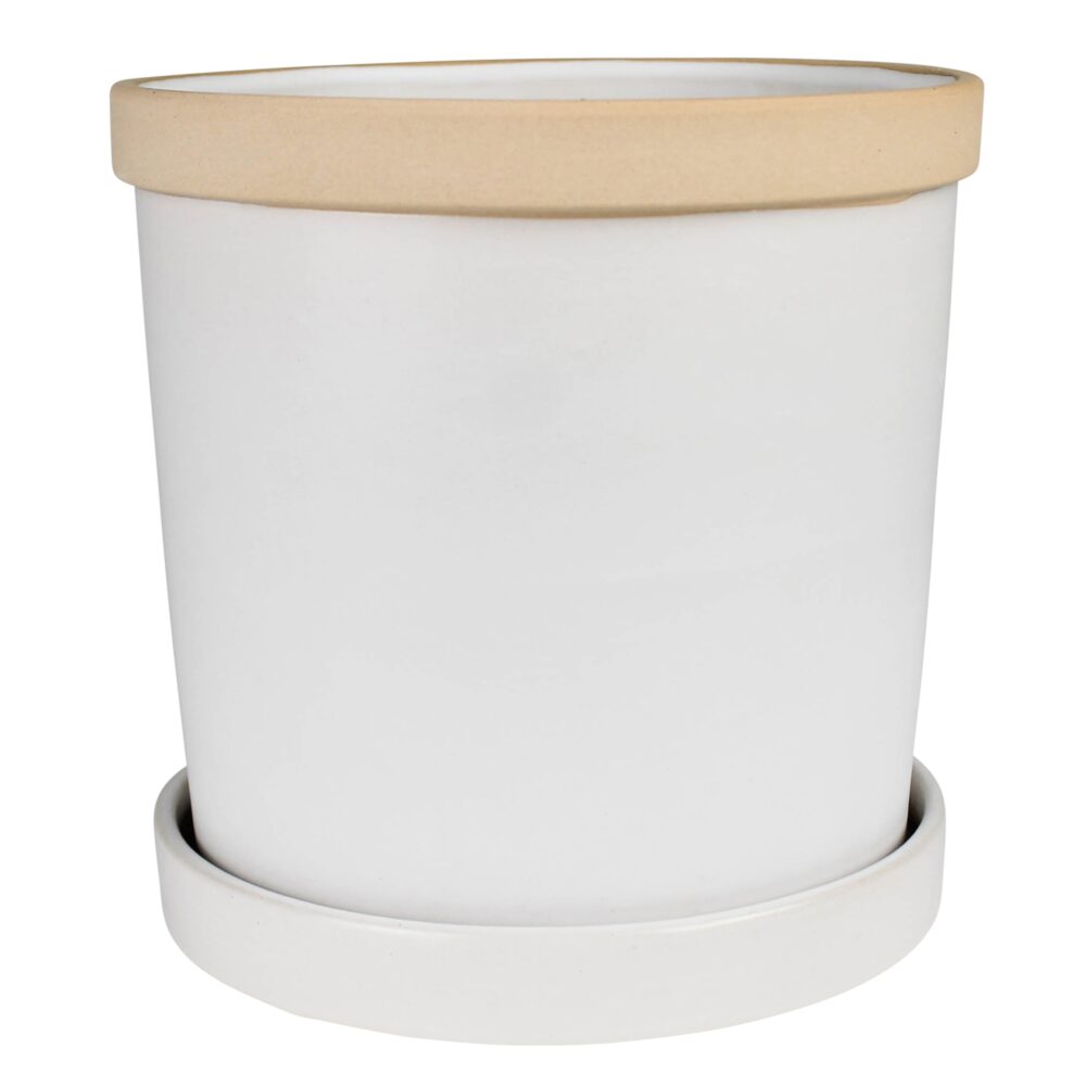 June Ceramic Cachepot with Saucer by HomArt