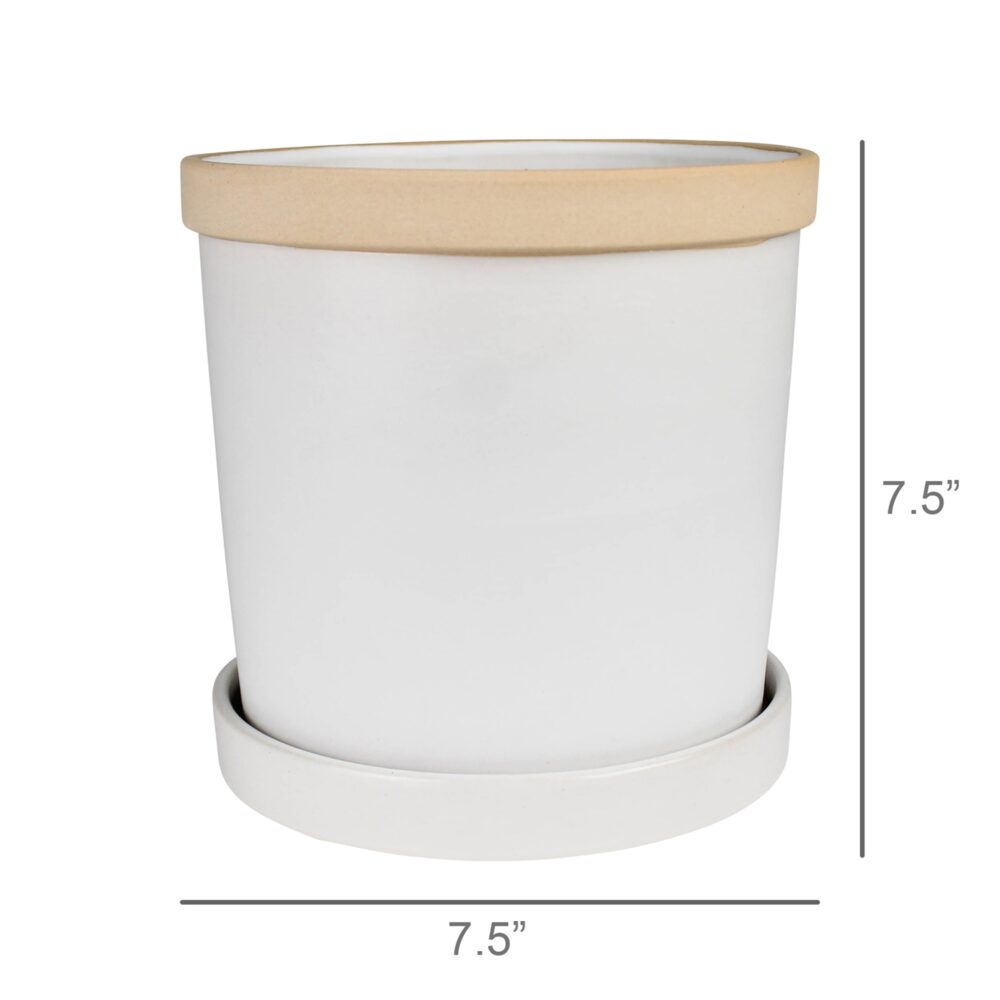June Ceramic Cachepot with Saucer by HomArt - Image 3