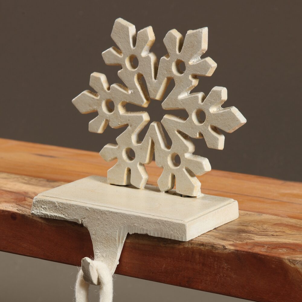 Antique White Snowflake Stocking Holder by HomArt - Image 2