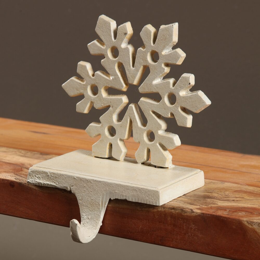 Antique White Snowflake Stocking Holder by HomArt - Image 3