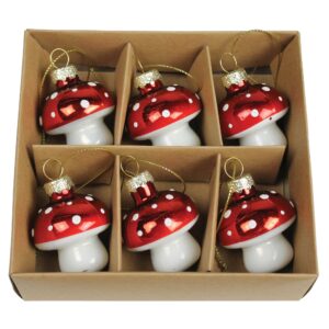 Glass Mushroom Ornaments Set of 6 by HomArt
