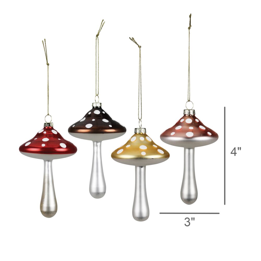 Glass Mushroom Ornaments Set of 4 by HomArt - Image 7