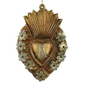 Antique Gold Adorned Sacred Heart Milagro by HomArt