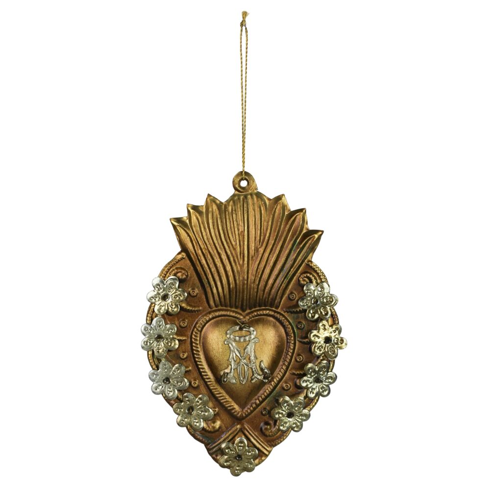 Antique Gold Adorned Sacred Heart Milagro by HomArt - Image 2