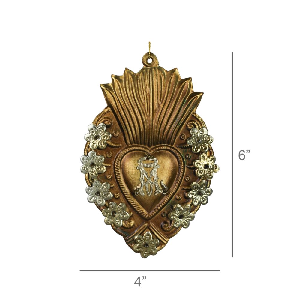 Antique Gold Adorned Sacred Heart Milagro by HomArt - Image 3