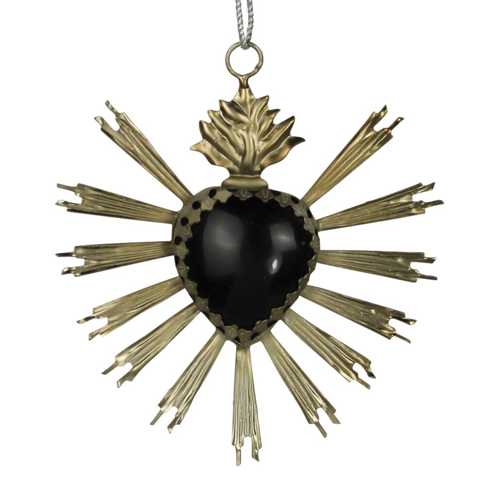 Silver Antique Heart Aflame Ornament by HomArt