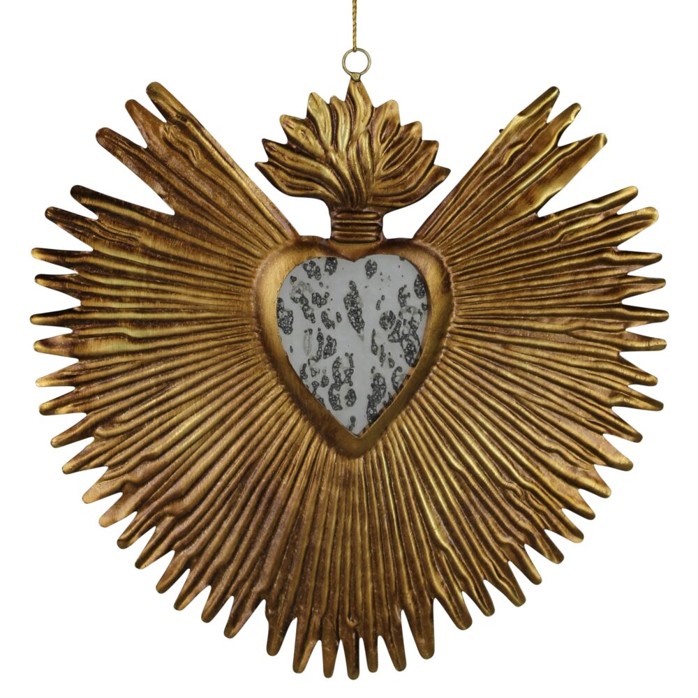 Antique Gold Milagro Heart with Mirror by HomArt