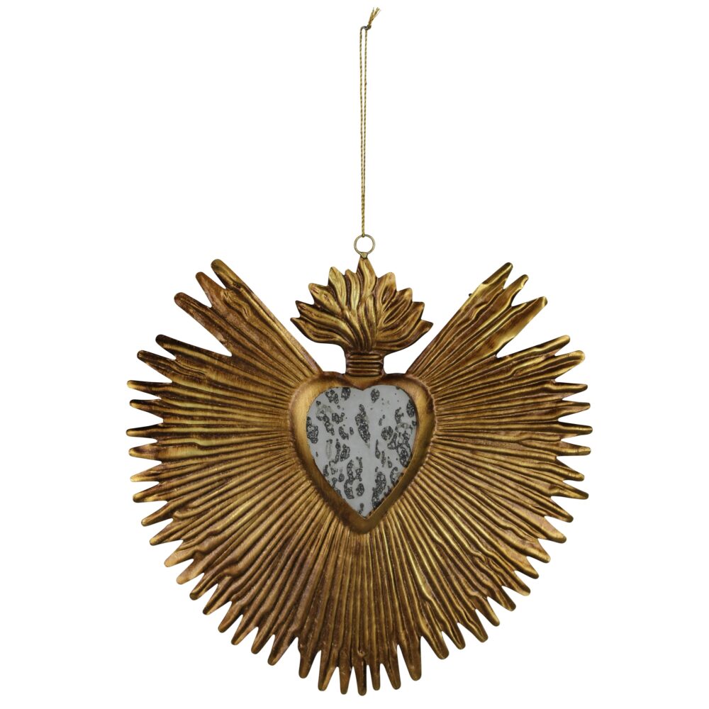 Antique Gold Milagro Heart with Mirror by HomArt - Image 2