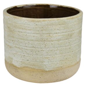Umbria White Ceramic Cachepot by HomArt