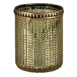 Gold Glass Tealight Holders Set of 4 by HomArt