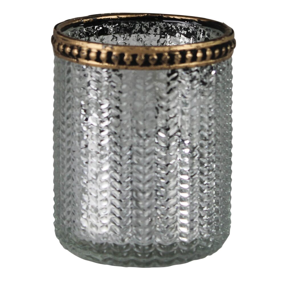 Silver Glass Tealight Holders Set of 4 by HomArt