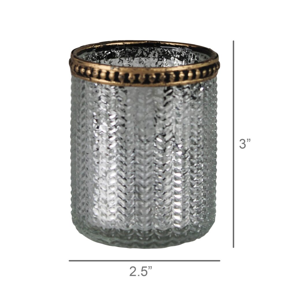 Silver Glass Tealight Holders Set of 4 by HomArt - Image 2