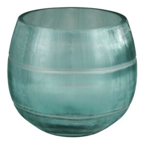 Adri Turquoise Cut Glass Votive Set of 2 by HomArt