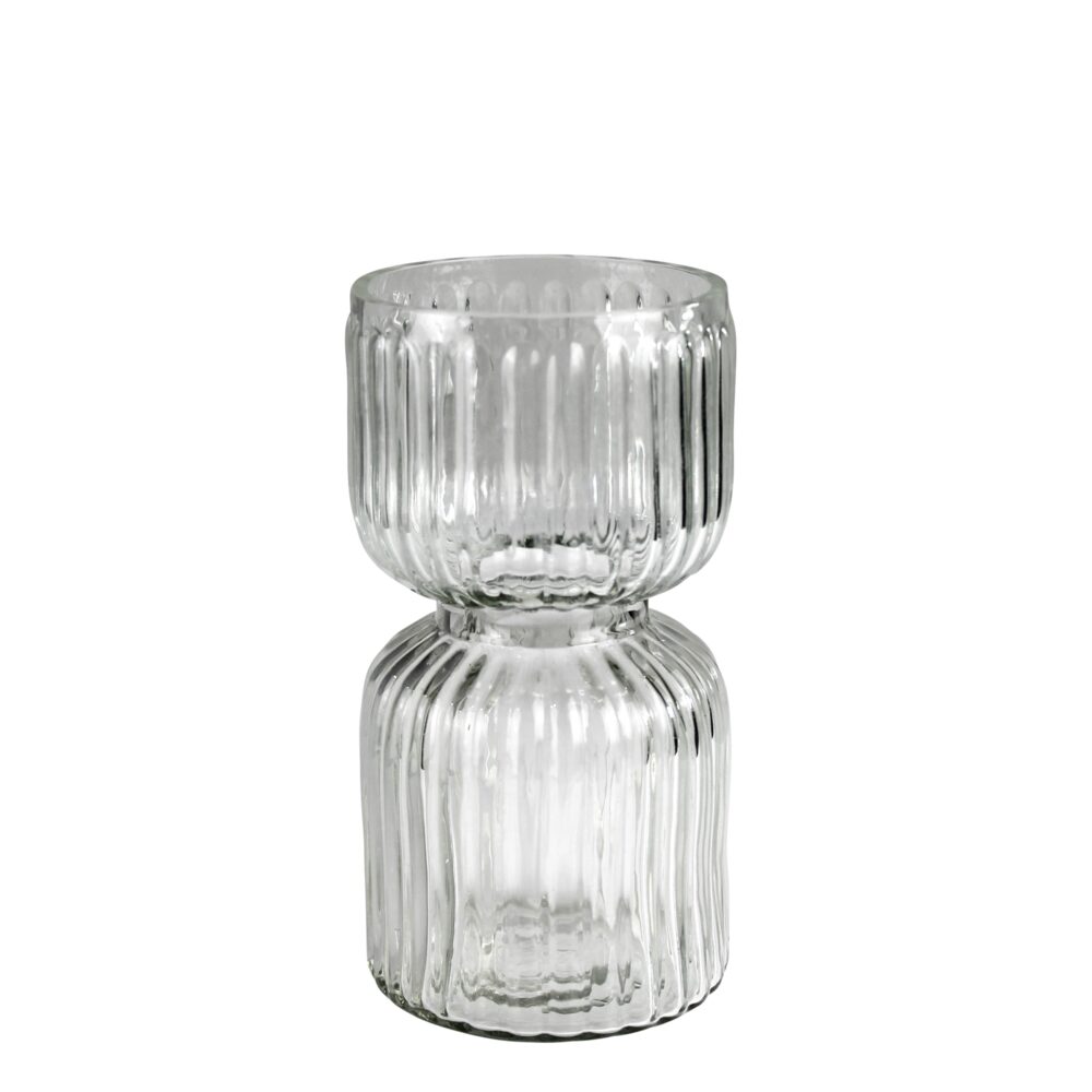 Small Ribbed Bulb Vase Set of 2 by HomArt