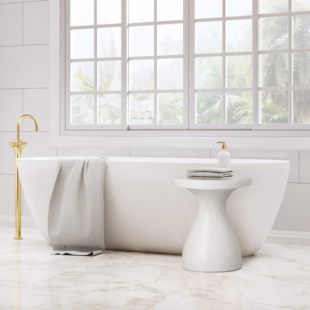Caemen Teardrop Terrazzo White Garden Stool by Emissary - Image 3