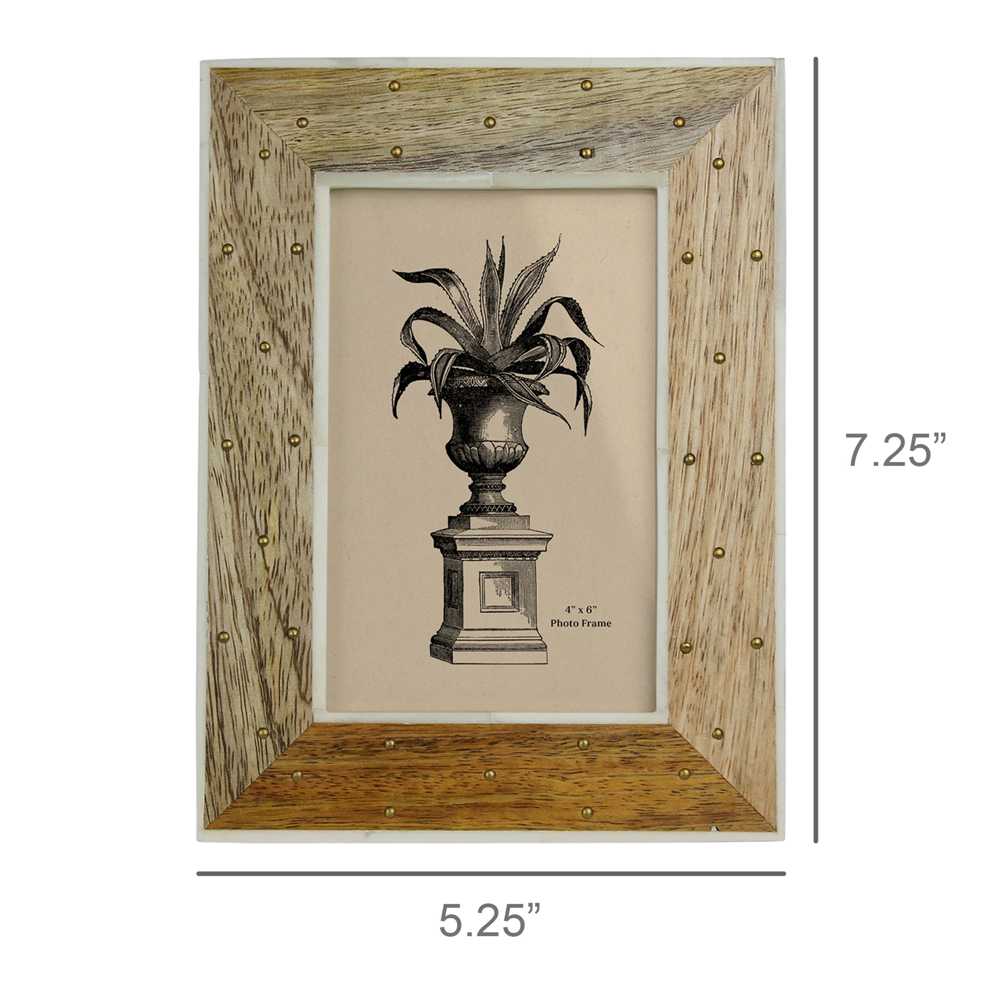 Mango Wood, Brass and Bone 4 x 6 Frame by HomArt - Image 3