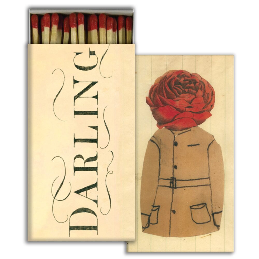 Darling Paper Rose Matches Set of 6 by HomArt