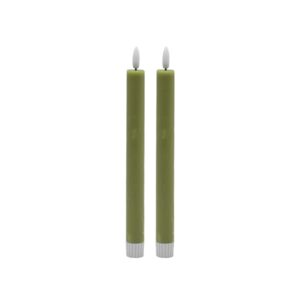 Medium Green Flameless Taper Candle Set of 2 by BIDKhome