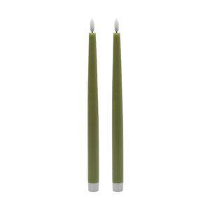 Tall Green Flameless Taper Candle Set of 2 by BIDKhome