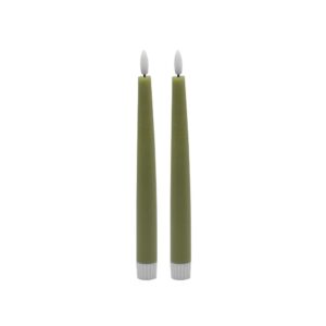 Pointed Green Flameless Taper Candle Set of 2 by BIDKhome