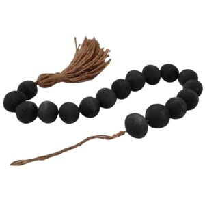 Natural Black Terracotta Beads with Tassel by BIDKhome