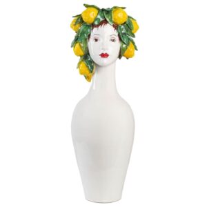 Tall Ceramic Head with Lemons Vase by Abigails