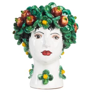 Small Ceramic Head with Apples Vase by Abigails