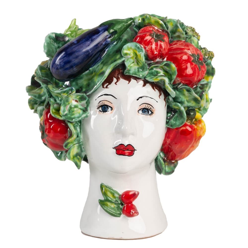 Small Ceramic Head with Mixed Vegetables Vase by Abigails
