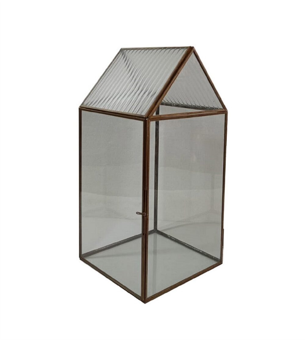 Iron and Glass Terrariums with a Brown Patina by BIDKhome
