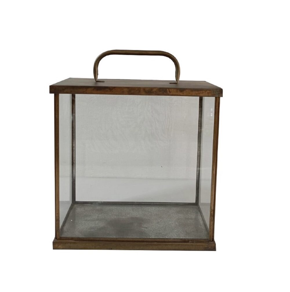 Aged Antique Iron and Glass Terrarium Lantern by BIDKhome