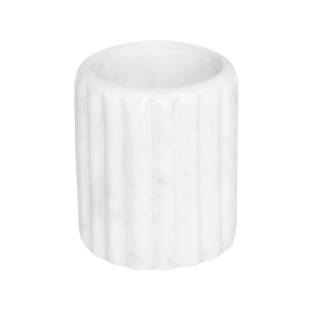 Grooved White Marble Holder by BIDKhome